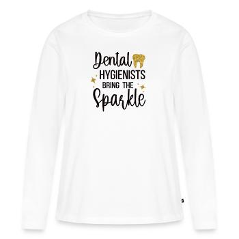 Hygiéniste dentaire Hygiéniste dentaire Hygiène buccale - T-shirt manches longues Premium bio Femme - blanc - Devant - Julia (174cm)