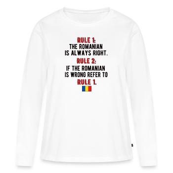 Fier drapeau roumain de la Roumanie Racines roumaines - T-shirt manches longues Premium bio Femme - blanc - Devant - Julia (174cm)