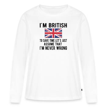 British Great Britain Origine Drapeau britannique - T-shirt manches longues Premium bio Femme - blanc - Devant - Julia (174cm)