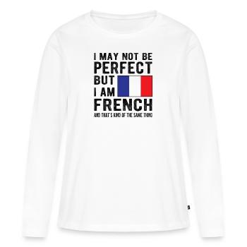 Français France Drapeau Français origine - T-shirt manches longues Premium bio Femme - blanc - Devant - Julia (174cm)
