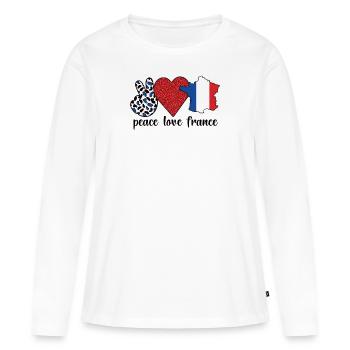 French France Flag French roots - Women's Premium Organic Long Sleeve Shirt - white - Front - Julia (174cm)