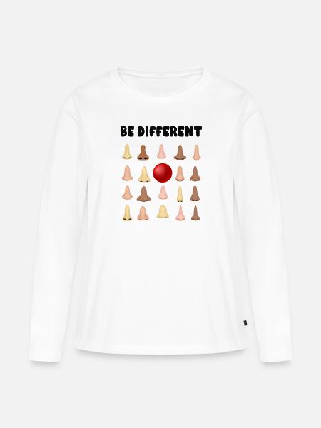Sei Anders Jeck Rote Nase Karneval Clownsnase - Frauen Premium Bio Langarmshirt - Weiß