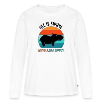 Nilpferd Flußpferd - Frauen Premium Bio Langarmshirt - Weiß - Vorne - Julia (174cm)