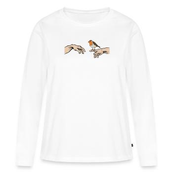 Rotkehlchen Vogel des Jahres Rotkehlchen - Frauen Premium Bio Langarmshirt - Weiß - Vorne - Julia (174cm)