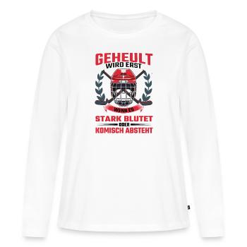 Hurler n’est que quand il saigne le hockey sur glace - T-shirt manches longues Premium bio Femme - blanc - Devant - Julia (174cm)
