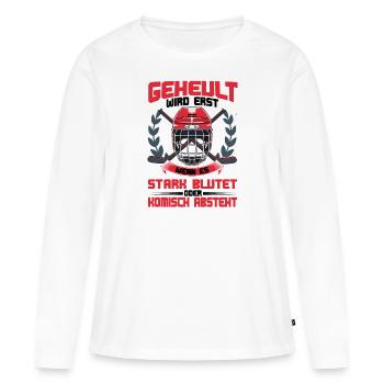 Hurler n’est que quand il saigne le hockey sur glace - T-shirt manches longues Premium bio Femme - blanc - Devant - Julia (174cm)