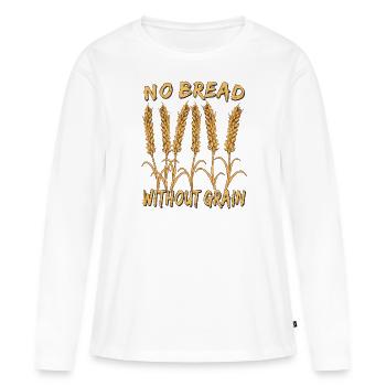PAS DE PAIN SANS GRAIN - T-shirt manches longues Premium bio Femme - blanc - Devant - Julia (174cm)