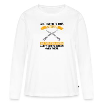 Drôle de conception de chasse au canard Hunter Hunting Duck Design - T-shirt manches longues Premium bio Femme - blanc - Devant - Julia (174cm)