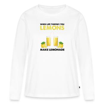 Limonade Limonade Limonade Limonade Stand Design - T-shirt manches longues Premium bio Femme - blanc - Devant - Julia (174cm)