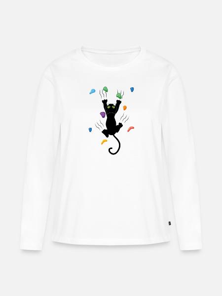 Bouldern Katze Klettern Felskletterer Trekking - Frauen Premium Bio Langarmshirt - Weiß