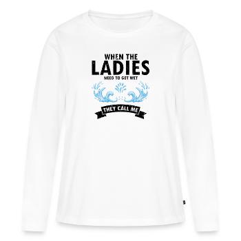 Pool Guy Design pour PoolBoy et Pool Cleaner - T-shirt manches longues Premium bio Femme - blanc - Devant - Julia (174cm)