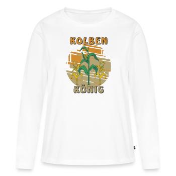 KOLBEN KÖNIG - Frauen Premium Bio Langarmshirt - Weiß - Vorne - Julia (174cm)