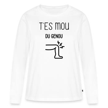 T'es mou du genou - T-shirt manches longues Premium bio Femme - blanc - Devant - Julia (174cm)