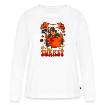 Je suis la tante Turkey Tante - T-shirt manches longues Premium bio Femme - blanc - Devant - Julia (174cm)