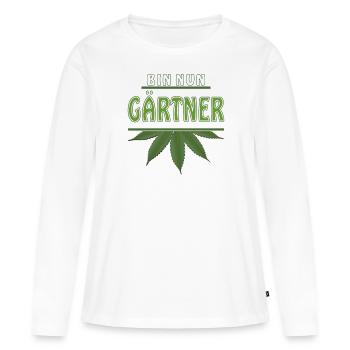 HANF BIN NUN GÄRTNER - Frauen Premium Bio Langarmshirt - Weiß - Vorne - Julia (174cm)