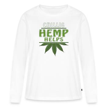 CHILLIG HEMP AIDE - T-shirt manches longues Premium bio Femme - blanc - Devant - Julia (174cm)