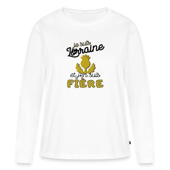 Cadeau Femme Lorraine Chardon Noel Anniversaire - T-shirt manches longues Premium bio Femme - blanc - Devant - Julia (174cm)