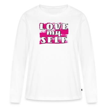 LOVE MY SELF - Frauen Premium Bio Langarmshirt - Weiß - Vorne - Julia (174cm)
