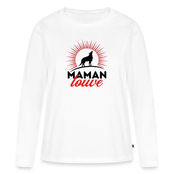 Maman Louve - T-shirt manches longues Premium bio Femme - blanc - Devant - Julia (174cm)