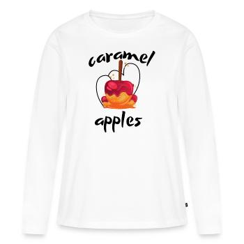 Pommes au caramel - pour les amateurs de bonbons sucrés - T-shirt manches longues Premium bio Femme - blanc - Devant - Julia (174cm)
