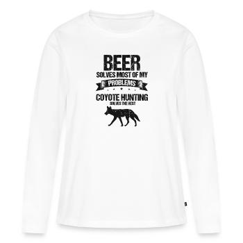 Conception de coyote pour les réacteurs de coyote - T-shirt manches longues Premium bio Femme - blanc - Devant - Julia (174cm)