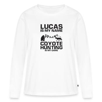 Conception de coyote pour les réacteurs de coyote - T-shirt manches longues Premium bio Femme - blanc - Devant - Julia (174cm)