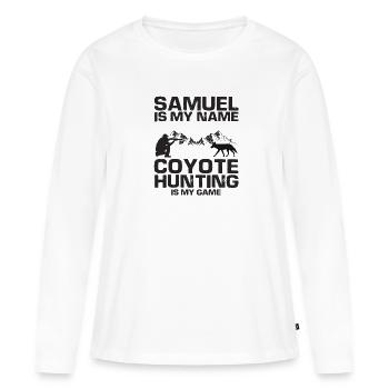 Conception de coyote pour les réacteurs de coyote - T-shirt manches longues Premium bio Femme - blanc - Devant - Julia (174cm)