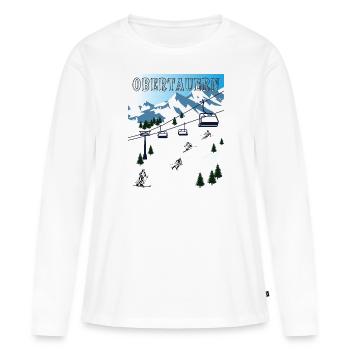 SCHI FAHREN OBERTAUERN - Frauen Premium Bio Langarmshirt - Weiß - Vorne - Julia (174cm)