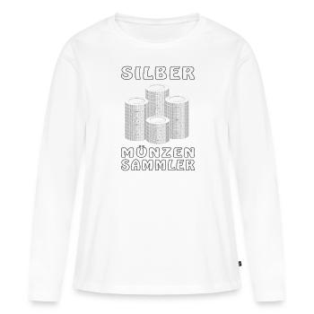 GELD SILBER MÜNZEN - Frauen Premium Bio Langarmshirt - Weiß - Vorne - Julia (174cm)