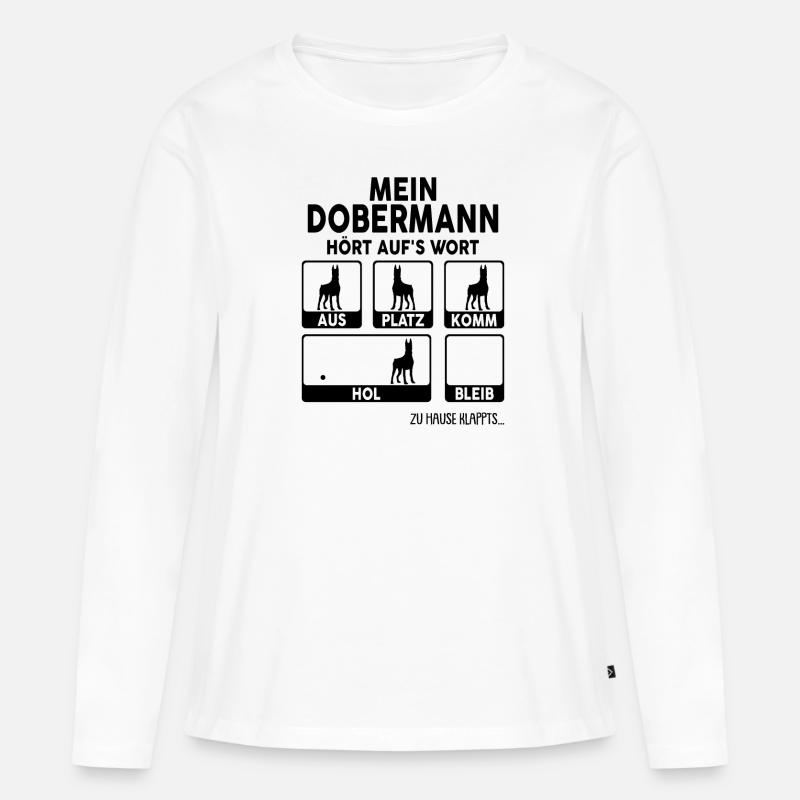 Dobermann - Frauen Premium Bio Langarmshirt - Weiß