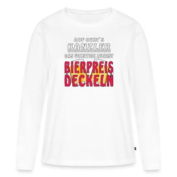 AUF GEHTS KANZLER BIERPREIS DECKELN - Frauen Premium Bio Langarmshirt - Weiß - Vorne - Julia (174cm)