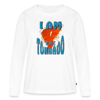 JE SUIS LA TORNADE - T-shirt manches longues Premium bio Femme - blanc - Devant - Julia (174cm)