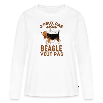Chien de race beagle - T-shirt manches longues Premium bio Femme - blanc - Devant - Julia (174cm)