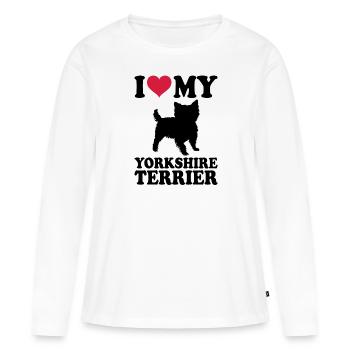 Yorkshire Terrier - Frauen Premium Bio Langarmshirt - Weiß - Vorne - Julia (174cm)