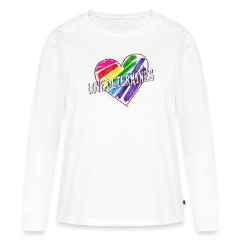 L’AMOUR DU CŒUR DÉTERMINE - T-shirt manches longues Premium bio Femme - blanc - Devant - Julia (174cm)