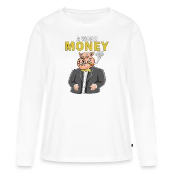 UN MOT D’ARGENT - T-shirt manches longues Premium bio Femme - blanc - Devant - Julia (174cm)
