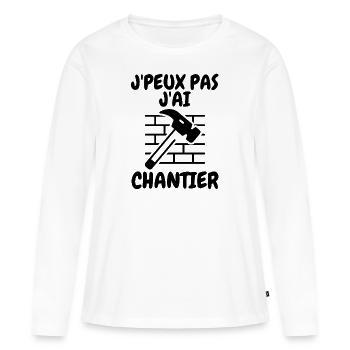 chantier mur - T-shirt manches longues Premium bio Femme - blanc - Devant - Julia (174cm)