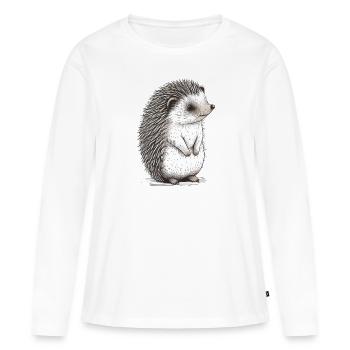 Süßer Vintage Igel - Frauen Premium Bio Langarmshirt - Weiß - Vorne - Julia (174cm)