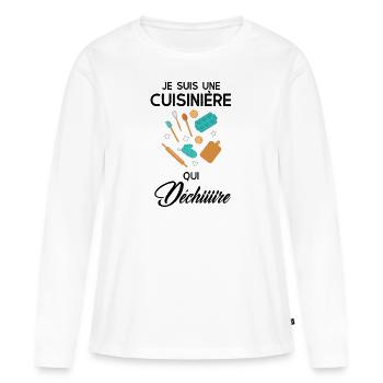 Cuisinière qui déchire - T-shirt manches longues Premium bio Femme - blanc - Devant - Julia (174cm)