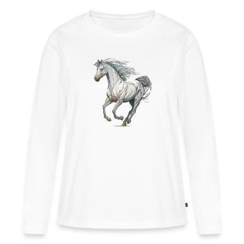 Cheval sauvage - T-shirt manches longues Premium bio Femme - blanc - Devant - Julia (174cm)