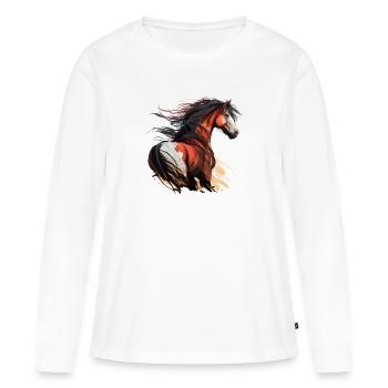 Cheval sauvage - T-shirt manches longues Premium bio Femme - blanc - Devant - Julia (174cm)