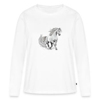 Cheval sauvage - T-shirt manches longues Premium bio Femme - blanc - Devant - Julia (174cm)