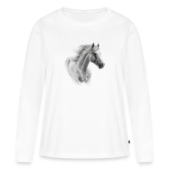 Cheval sauvage - T-shirt manches longues Premium bio Femme - blanc - Devant - Julia (174cm)