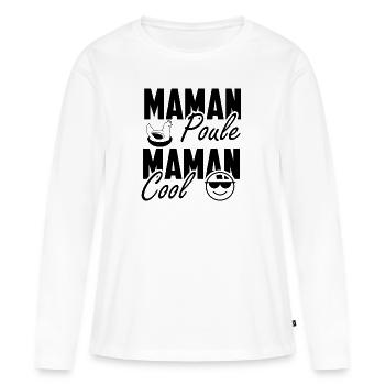 Maman Poule Maman Cool 1 - T-shirt manches longues Premium bio Femme - blanc - Devant - Julia (174cm)