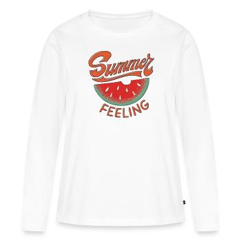 SENSATION D’ÉTÉ - T-shirt manches longues Premium bio Femme - blanc - Devant - Julia (174cm)