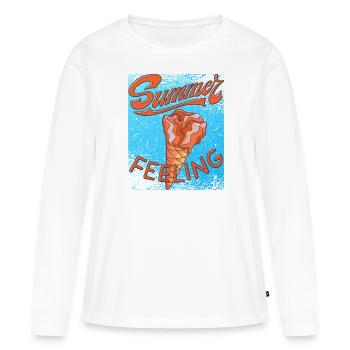 CRÈME GLACÉE SENSATION ESTIVALE - T-shirt manches longues Premium bio Femme - blanc - Devant - Julia (174cm)
