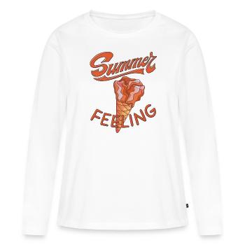CRÈME GLACÉE SENSATION ESTIVALE - T-shirt manches longues Premium bio Femme - blanc - Devant - Julia (174cm)