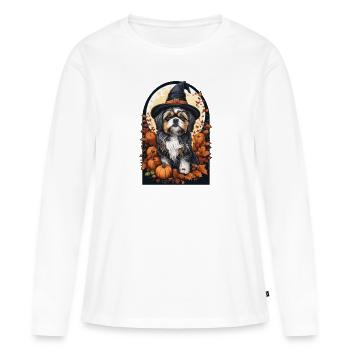 Shih Tzu Hexe Halloween Shih Tzu - Frauen Premium Bio Langarmshirt - Weiß - Vorne - Julia (174cm)