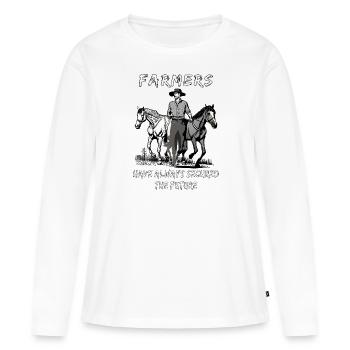 LES AGRICULTEURS ONT TOUJOURS ASSURÉ L’AVENIR - T-shirt manches longues Premium bio Femme - blanc - Devant - Julia (174cm)