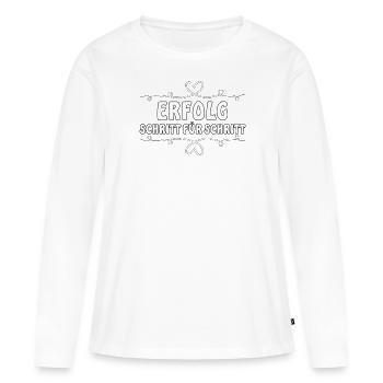 Erfolg, Schritt für Schritt - Frauen Premium Bio Langarmshirt - Weiß - Vorne - Julia (174cm)